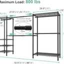 SEMHOR E01 Expandable Heavy Duty Clothes Rack, Free Standing Closet System Organizer, Adjustable Portable Carbon Steel Garment & Clothing Racks for Hanging Clothes (72.5-96"), 800LBS Max Load, Black