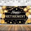 KatchOn Happy Retirement Banner - Black & Gold XtraLarge, 72x44 Inch | Retirement Party Decoration | Backdrop for Men & Women
