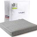 YnM Oeko-Tex Certified Premium 60 x 80 Inch 20 Pound Cotton Calming Heavy Weighted Blanket with Glass Beads for Queen and King Beds, Light Grey