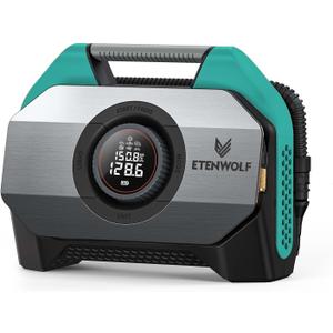 ETENWOLF Vortex S6 Tire Inflator Portable Air Compressor for Heavy-Duty Vehicles, Cordless Air Pump for Car & Inflatables with 19200 mAh Battery, 100% Duty Cycle & Dual Cylinder Bike Pump, Dark Cyan