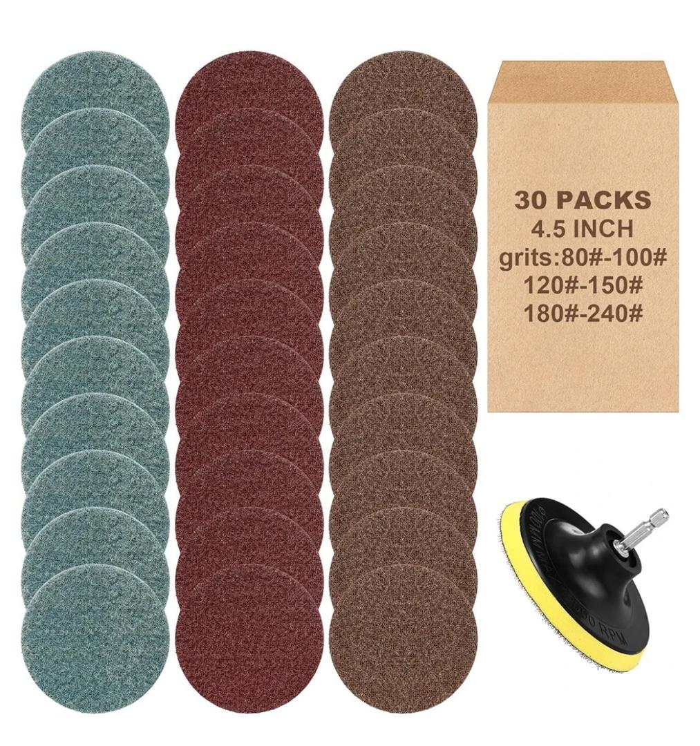 Therwen 30 Packs 4-1/2" Surface Conditioning Discs for Sanding with Tray Grit Sanding Discs Die Grinder Accessories for Metal Grinding Finishing Polishing Deburring Cleaning