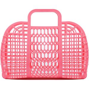 BABANA Jelly Bags - Beach Bags for Women | Large Tote Bag, Purse, Market Basket | Unique Beach Essentials for Vacation (Large) - Rose Pink