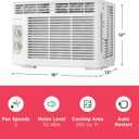 Frigidaire 5,000 BTU Window-Mounted Air Conditioner, Cools Up to 150 Sq. Ft., Quiet Operation, Effortless Temperature Control, 2 Fan Speeds, Auto Restart, White