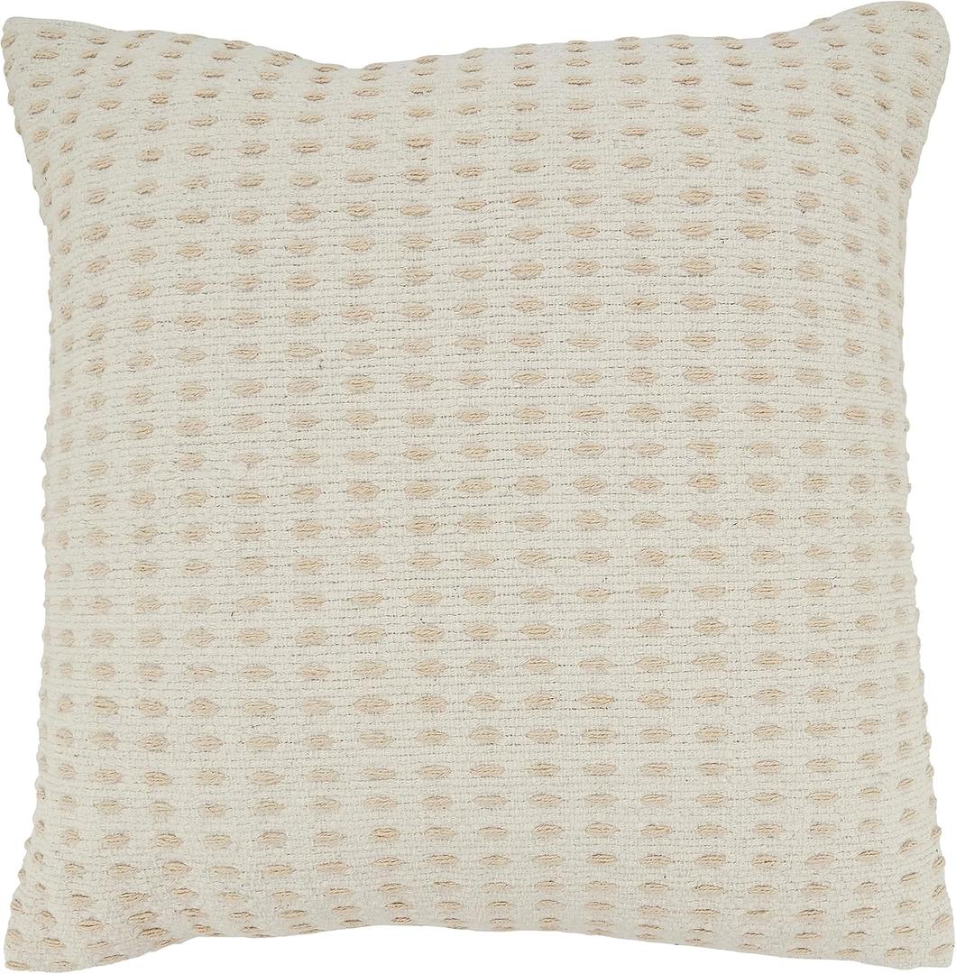 SARO LIFESTYLE Geometric Glam Dashed Woven Throw Pillow Cover, Natural, 20"