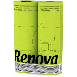 Renova Green Toilet Paper 3-Ply -Ideal for Decorating Your Home or Office - Pack of 6 Compact Rolls- 140 Sheets - Eco-label Certified - Dermatologically Tested - Septic Safe - Sustainable & Soft.