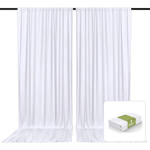 2 Panels White Backdrop Curtain, 10 x 7 Feet Background Curtains for Parties, Weddings, Baby Showers, Bachelorette Halloween, Christmas Birthday Party Photoshoot Backdrop Curtains Decorations