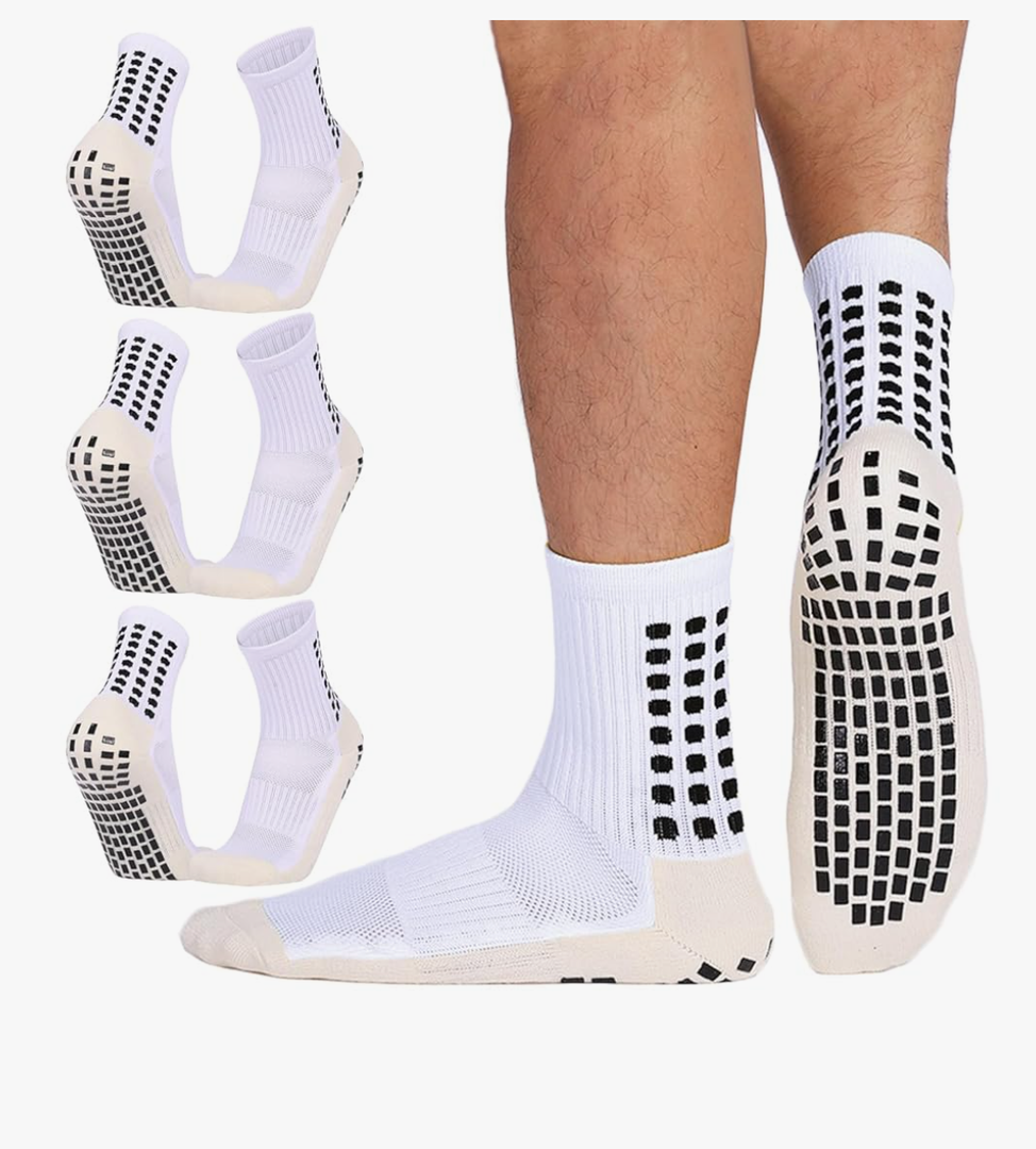 3 Pairs Lux Dual Grip Socks - Soccer Grip Socks for Men and Women. GripArray Performance & Comfort, One Size 6 - 11.5