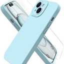 Magnetic for iPhone 15 Case with Screen Protector - Wireless Charging Compatible - Upgraded Camera Protection - Silicone Shockproof Protective Phone Case for iPhone 15 6.1" - Ice Blue