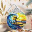 3" Stained Glass Christmas Decoration, Christmas Ornaments, Heirloom Keepsake, Gift Exchange, Gift Idea, Bauble Present - Woman Paddle