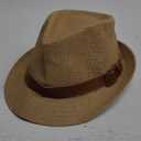 FALETO Straw Fedora Hat Classic Panama Trilby Hats Short Brim Sun Hat for Men Women (One Size, #01 Khaki)