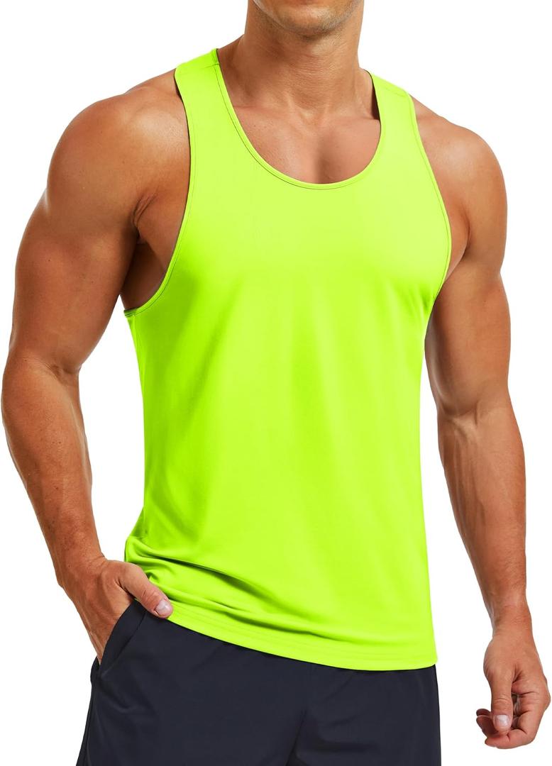 MAGCOMSEN Mens UPF 80+ Tank Tops Y Back Quick Dry Gym Workout Running Athletic Fitness Muscle Sleeveless Summer Shirts (M)
