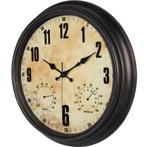 TOOCAT 16 Inch Indoor Outdoor Clock with Temperature and Hygrometer Waterproof Large Wall Clock, for Patio Pool Porch Garden Garage Bar Decoration