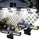 Clip on Solar Motion Sensor Lights Outdoor Waterproof with 36 LEDs, 6000K, 2 Pack Solar Powered Fence Lights for Outside Chain Link Fence Garage Gutter Camping (Cool White)
