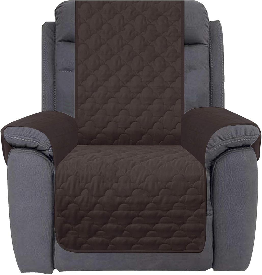 CHHKON Waterproof Nonslip Recliner Cover Stay in Place, Dog Couch Chair Cover Furniture Protector, Ideal Loveseat Slipcovers for Pets and Kids (Chocolate, 23'')