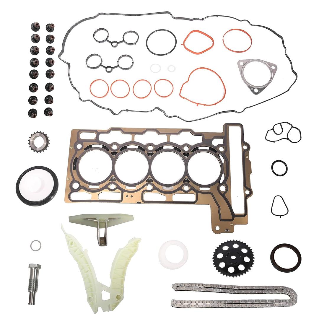 Head Gasket Set with Timing Chain Kit, 1.6L, for Mini Cooper R56 Hatchback 07-08, for Mini Cooper R55 R56 09-12, Replace# 20606049609 2146826246, 1.6L L4 DOHC Turbocharged N14B16C, N14B16A
