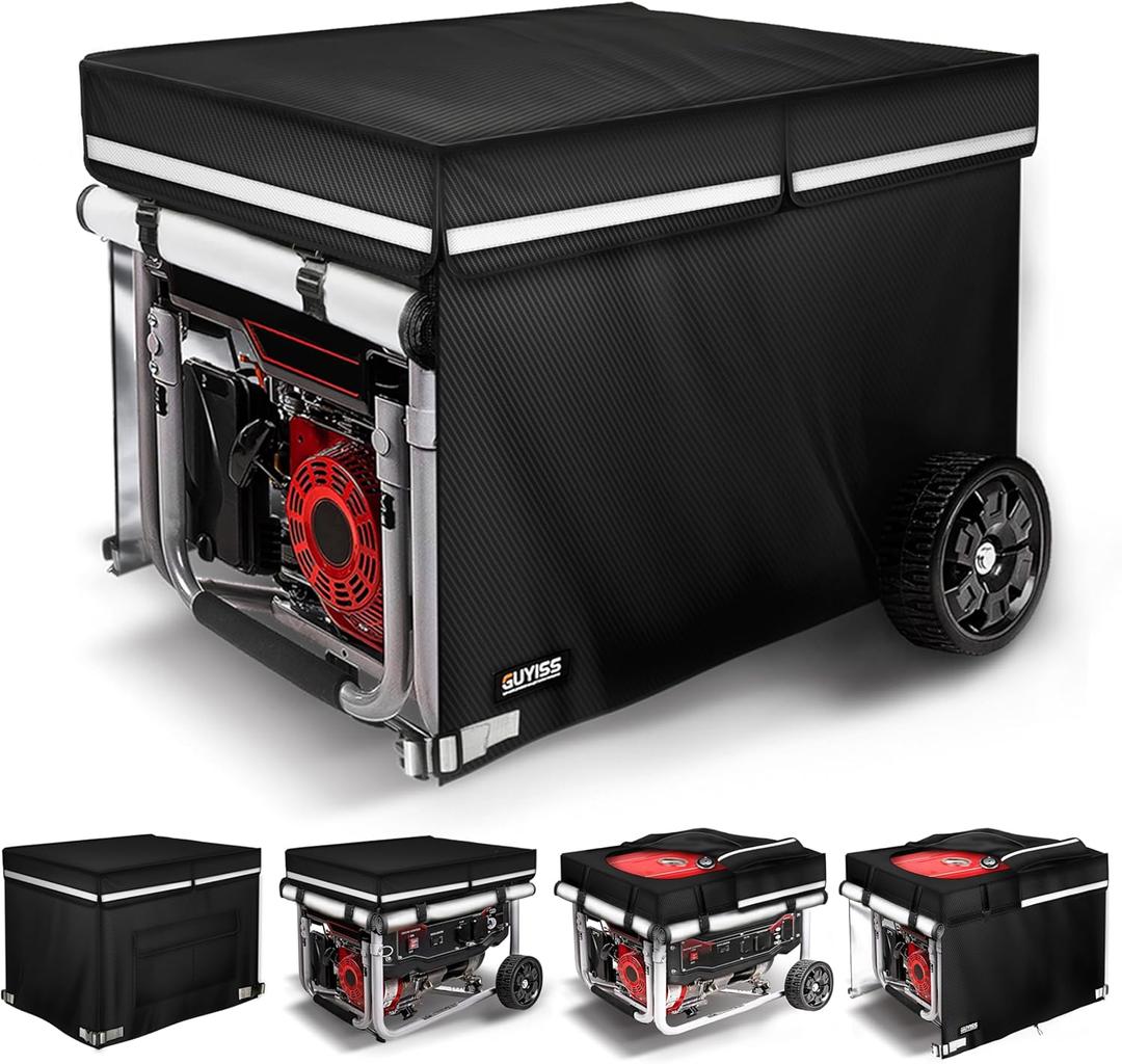 Generator Covers While Running, 32x24x24 inch Generator Cover, 900D+210D Heavy Duty Waterproof, Top Can Be Opened for Refueling. All-weather Generator Protective Cover.Black