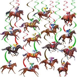 Horse Racing Hanging Swirls 20PCS Derby Day Hanging Decorations Horserace Party Decorations Jockey Horse Race Cutout Streamers for Race Horse Equestrian Birthday Party Supplies