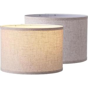 Beige Modern Fabric Lampshade, Drum Lampshade for Floor Lamps, Easy Assembly Replacement Lamp Shade Spider Fitter, 16 Inch (Natural)
