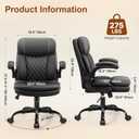 Leather Office Chair, Upgraded PU Computer Desk Chairs with Double-Layer Seat Cushion and Neckrest, 360Swivel, Ergonomic Small Gaming Chair with Wheels and Adjustable Armrests for Short People, Black