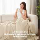 SLEEP ZONE Throw Blankets for Couch, Waffle Weave Blanket Soft Cozy Lightweight Warm Decorative Knit Throw Blankets for Bed, Sofa, Living Room (50x60in, Light Beige)