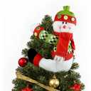Christmas Tree Topper Snowman,Unique Holiday Xmas Decorations Funny Home Decor,Also Be Used As Curtain Tie and Hugger Wine Bottle,Red White Green
