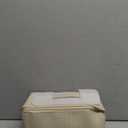 Large Capacity Travel Cosmetic Bag - Portable Makeup Bags for Women Waterproof PU Leather Checkered Makeup Organizer Bag with Dividers and Handle,Toiletry Bag for Cosmetics (Medium, Woven-Khaki)