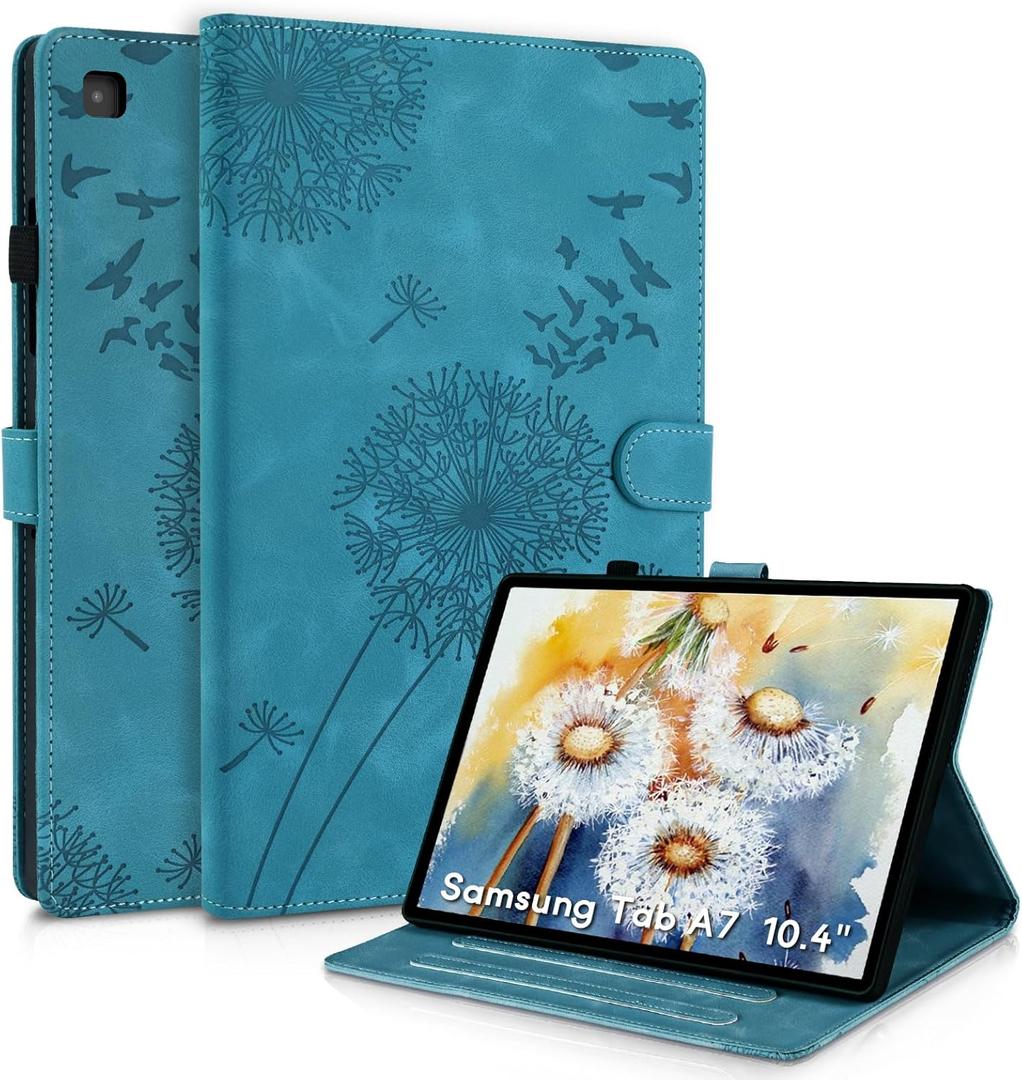 Galaxy Tab A7 Case T509 T500 T505 T503, Dandelion Cover with Kickstand for Pencil Holder, Magnetic Closure and Precise Cutouts, Compatible with Samsung Galaxy Tab A7 2022 2020 10.4 Inch Blue