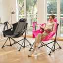 EVER ADVANCED Padded Oversized Hammock Camping Chair, Compact Heavy Duty Swing Chair with Multi-Storage Pockets, Portable Folding Rocking Camping Chair, Support Up to 400lbs, Pink, 31 Inches X 20 Inches X 51 Inches