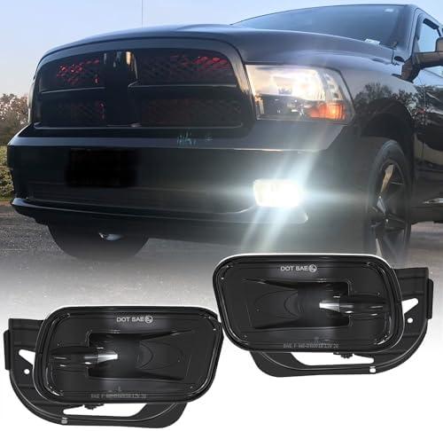 BICYACO LED Fog Light Compatible with Dodge Ram 1500 2009-2012 Dodge Ram 2500/3500 2010-2018 Pickup Truck w/Bracket Replacement -1 Pair Black