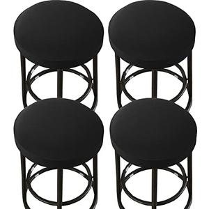 HFCNMY Stool Covers Round,4 Pack Stretch Round Bar Stool Covers Washable Bar Stool Seat Covers Stool Cushion Slipcover Elastic Bar Chair Covers for 13-18 Inch Chair (Black)