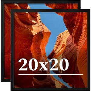 20x20 Picture Frame Set of 2, 20 x 20 Black Picture Frame with HD Plexiglas, 20 by 20 Poster Frame, Display Frame for Vertical or Horizontal, Presenting Spatial Aesthetics-Form & Light Series