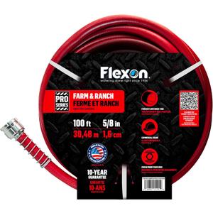 Flexon FA58100CN Farm and Ranch Garden Hose, 100 ft, Red