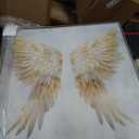 Elegant Angel Wings Canvas Elegant White Gold Wall Art, Silver Frame, Floating, 30" x 30", 31"L x 31"W