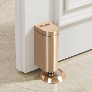Magnetic Door Stopper No Drilling Door Stop Wall&Wallpaper Protect Height Adjustable Door Holder Keep Door Open with Screws and Adhesive Pads, 1 Pack, Gold