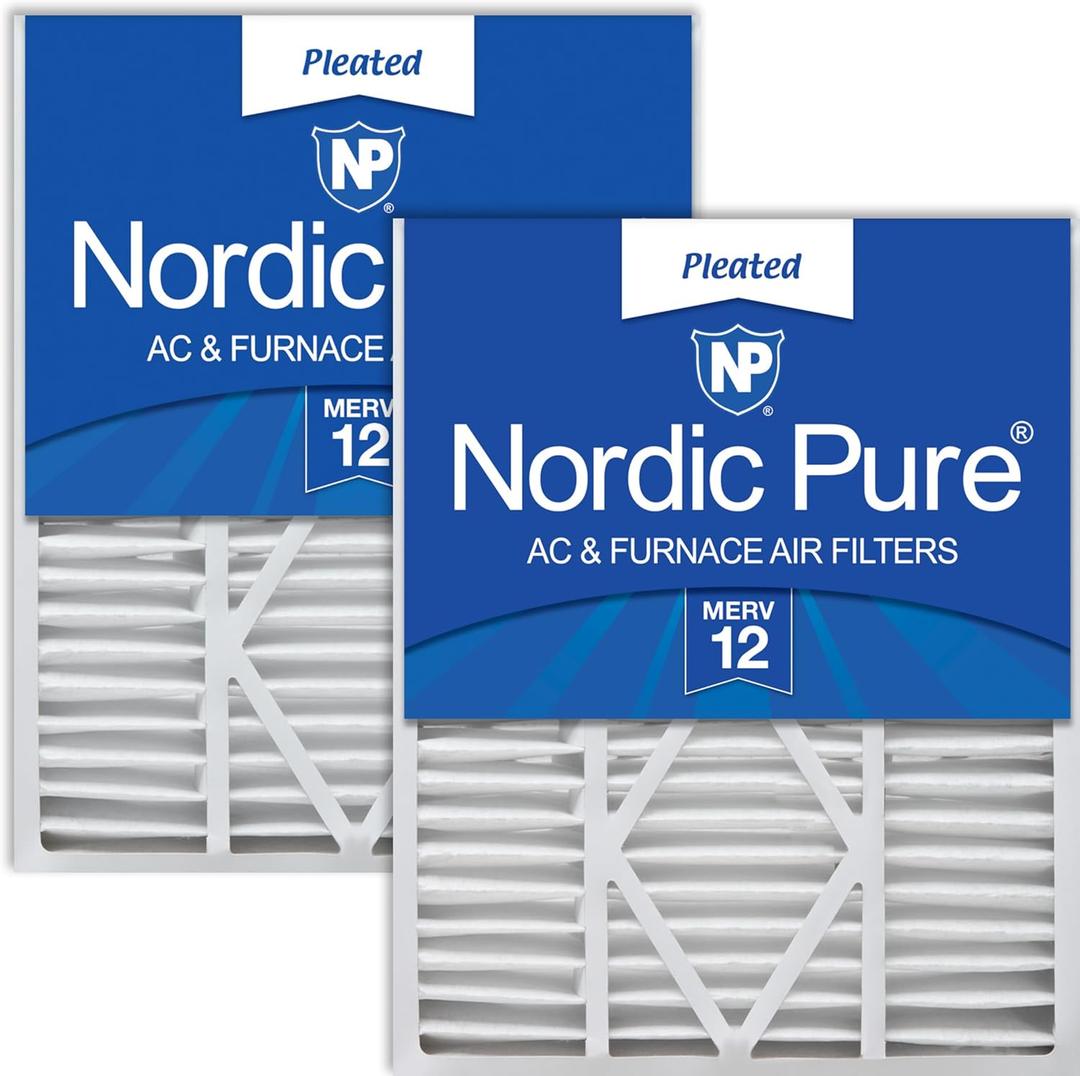 Nordic Pure 20x25x5 1/4 (Actual Size: 20 1/4 x 25 3/8 x 5 1/4) Goodman/Carrier/Amana Replacement MERV 12 Air Filters 2 Pack