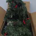 Remote Control - 9 Ft Prelit Christmas Garland 50 Lights Timer 8 Mode Thick 300 Branches 198 Red Berry 18 Pinecone Battery Operated Cedar Garland Outdoor Christmas Garland for Stairs Indoor Xmas Decor