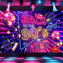 Back to 80's Banner 80's Background Party Decoration Disco Hip Hop Retro 80's Theme Birthday Party Accessories Photography Backdrop (Neon Purple, 73x43.3in)