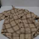 ZAFUL Women's Plaid Long Sleeve Shirt Button Down Thin Jacket Casual Flannel Plaid Shacket with Pocket L