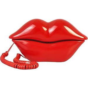 Suwimut Red Mouth Telephone, Wired Novelty Cute Sexy Lip Phone, Gift Real Corded Cartoon Shaped Landline Phone Desk Corded Phones for Home Hotel Office Shop Party Decor