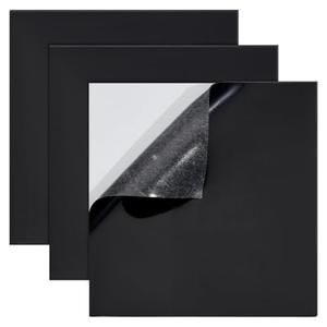 BENECREAT 3Pcs 8x8Inch Adhesive Silicone Rubber Sheets, Black High Temperature Rsistant Rubber Mat for DIY Gaskets Material, Pads, Sealing, Cushion, 1mm Thick