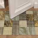 23 Washable Entryway Area Rugs,Modern Non-Slip Checkered Abstract Throw Rugs,High Traffic Small Carpet for Bathroom,Doormat,Kitchen,Brown and Lt.Yellow