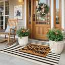 Collive Black and White Rug 3x5, Washable Outdoor Rug for Porch Cotton Woven Farmhouse Indoor Outdoor Rugs, Layered Welcome Door Mat, Floor Throw Carpet for Spring Front Door Decor Kitchen