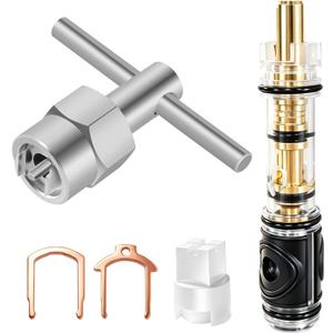 1 Pack Dual Seal Replacement Cartridge With 104421 Cartridge Removal Tool, Compatible with Moen 1225 1225B, One Handle Bathroom Faucet Cartridge, for Single Handle Faucet/Showers, Brass