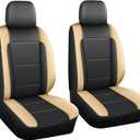 Front Car Seat Cover Custom Fit for Subaru Outback Forester Crosstrek Impreza Perforated Breathable Faux Leather Seat Protector Custom Seat Covers(Black&Beige,2 Seats)