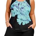 HUSKARY Plus Size Two Piece Tankini Swimsuit for Women 2026 Tummy Control Full Coverage Bathing Suits with Swim Shorts Pocket (Black, 18W)