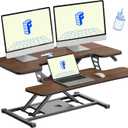 FLEXISPOT Standing Desk Converter 36in Sit to Stand up Riser Height Adjustable Monitor and Laptop Workstation with Spacious 2-Tier Desktop, Walnut Color
