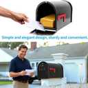 Mailbox Door Replacement,6 1/4"(W) x 8 1/4"(H) Exact Size,Black Metal Mailbox Door Front Panel with Easy Installation Kit,Fits Most Standard Curbside Residential Mailboxes