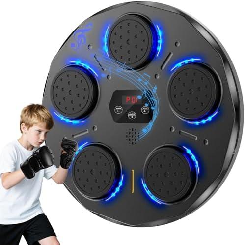 Dashsafe Music Boxing Machine for Adults and Kids, Smart Bluetooth Boxing Training Equipment with Gloves, Wall Mounted Workout Punching Machine Electronic LED for Home, Office, Gym, 9 Modes & 9 Speed