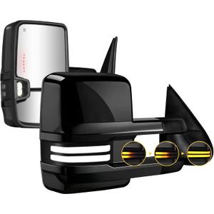 Painted Black Tow Mirror Switchback for 03-07 Chevy Silverado GMC Sierra, Large and Small