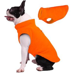 JACKO & CO - Fleece Vest Sweater with Leash Ring - Soft Lightweight Breathable for Puppies Small Medium Dogs, Kitten, Cats, Chihuahua - Warm for Fall/Autumn/Winter (Pumpkin, X-Large 17-25lbs) (XL (17-25lbs))